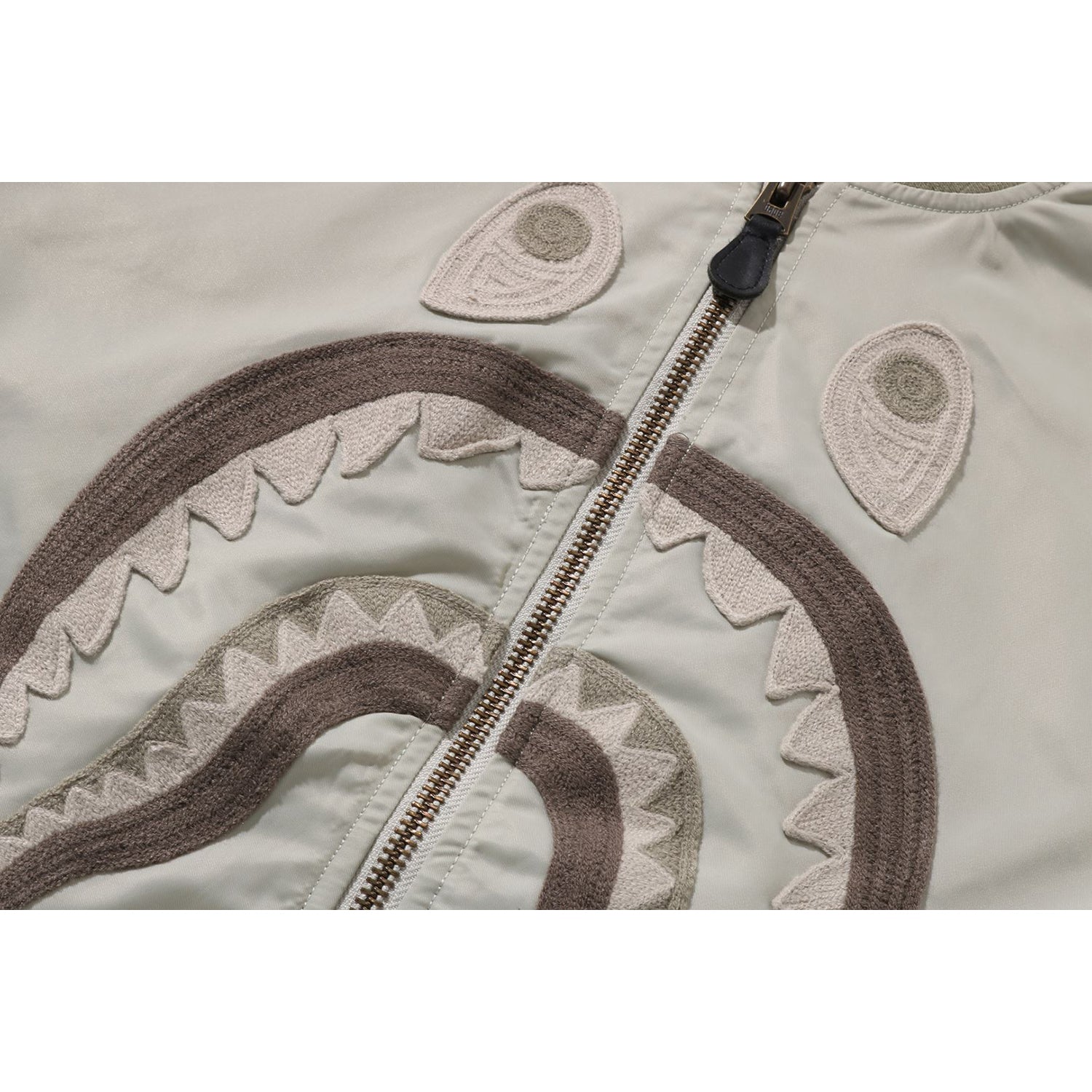 TONAL CHAIN STITCH SHARK BOMBER JACKET MENS - Image 3